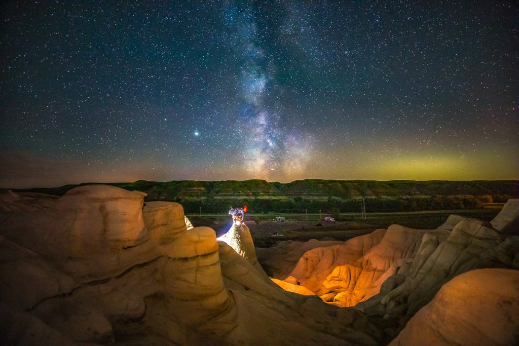 2x3, Alberta, Astrophotography, Canada, Canada Rockies, Canadian Rockies, Drumheller, Landscape, Milkyway, Stars, Summer, self-portrait