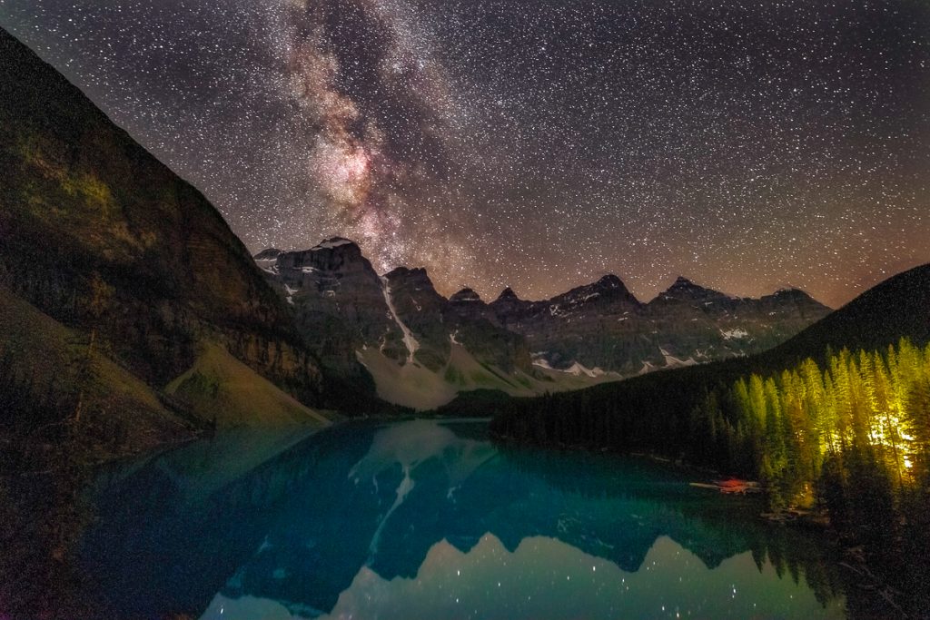 2x3, Alberta, Astrophotography, Canada, Canadian Rockies, Lake, Landscape, Milkyway, Moraine Lake, Mountain, Night, Stars