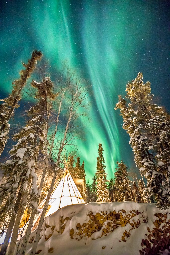 Aurora Nights 2x3, Aurora Borealis, Canada, Northern Light, Northwest Territory, Yellowknife, tipi